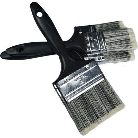 2 pinceaux à lasur 40 mm, 80 mm, manche plastique, pour peinture précise et surfaces étendues (1/2)