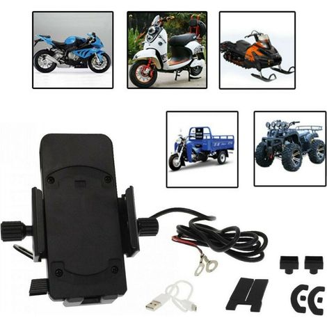 TRADE SHOP - Supporto Porta Cellulare Con Presa Usb Per Moto Bici Ricarica 5v 2.1a Q-cd66 - (1/3)