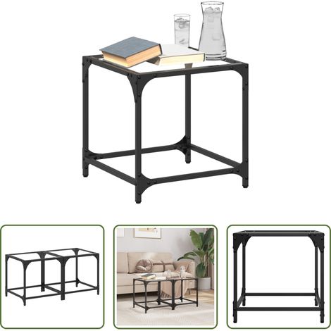 Glasplatte - Couchtische mit Glasplatte 2 Stk. Transparent 40x40x40 cm Stahl (1/5)