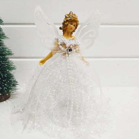 Ornement En Feutre - Ange Et Fée - Paillettes Blanches - Décoration De Sapin De Noël - Lot De 1 Pièce (1/5)