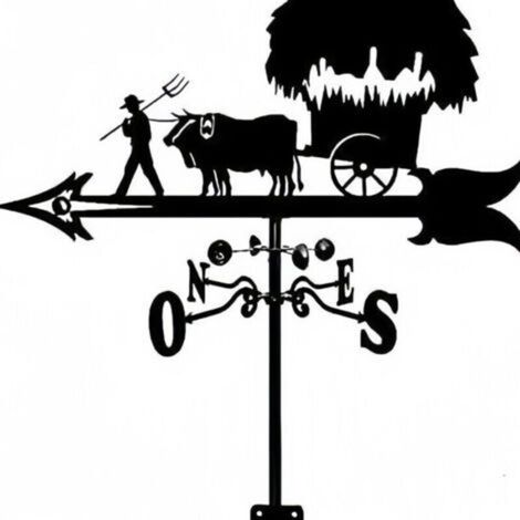 Girouette en forme de chariot de fermier, indicateur de direction du vent, kit extérieur, jardin, pelouse, clip en métal, girouette (1/4)