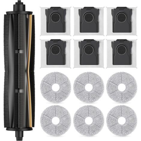 Brosse améliorée pour aspirateurs robots Dreame X40 Ultra/X30 Ultra/L30 Ultra/L40 Ultra/X40 Master : brosses coupe-cheveux et démêlage, 1 brosse principale, 6 lingettes de nettoyage, 6 sacs à poussièr