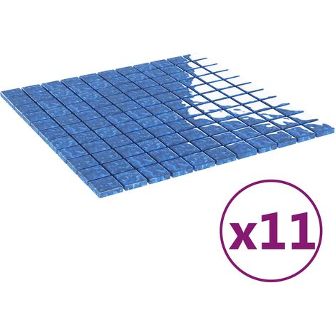 Carrelage en mosaïque 11 pcs Bleu 50 x 50 cm Verre