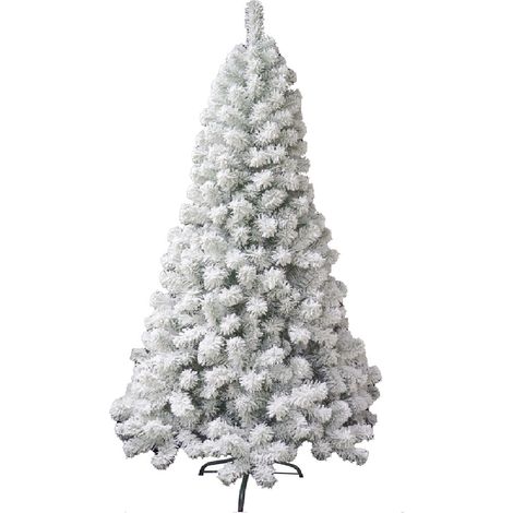 Albero di Natale Bianco Innevato pan di zucchero alto 210 ricco di 655 punte PVC Magia Natalizia elegante apertura ad ombrello (1/3)