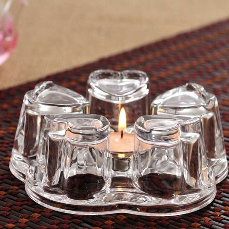Porte-bougie chauffe-plat - Porte-bougie chauffe-plat en verre - Porte-bougie chauffe-plat en verre - Verre - Transparent (1/5)