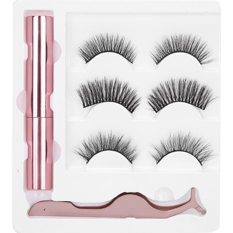 3 Paires Faux Cils Magnétiques Réutilisables Étanches, Lot M1 avec Eye-liner Liquide et Pince à Épiler (1/5)