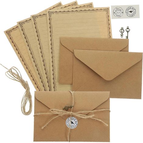 kits de papier à lettres rétro et d'enveloppes, format A5, avec insert pour bloc-notes de voyage.-21x14.8x0.1cm-As Shown 1