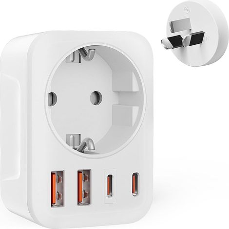 Adaptateur Prise Australie Chine Nouvelle-Zélande, avec 2 USB & 2 USB-C Adaptateur Voyage FR 2 Broches vers AU 3 Broches Adaptateur Prise Argentine, Fidji Type I (1/5)
