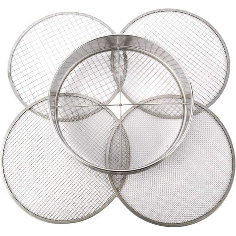 Setaccio per semina in acciaio inox, a forma di puzzle, filtro per terriccio misto, con 4 maglie intercambiabili (3, 6, 9, 12 mm)-Crezuo