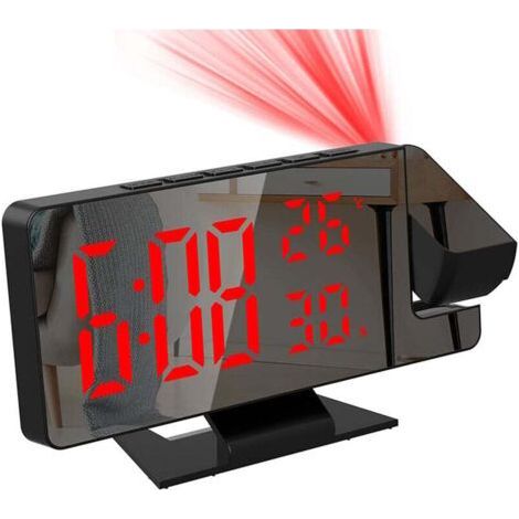 Réveil à projection pour chambre à coucher, grande horloge numérique avec projecteur à 180°, 12/24H, port de charge USB, affichage (1/5)