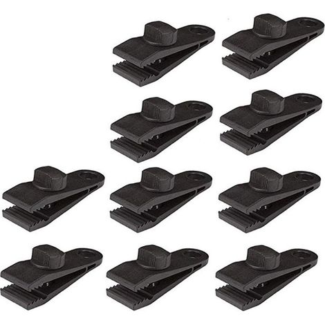 Accessoire de bâche Lot de 10 clips de fixation pour bâche de camping, bâches, caravane, toile de jardin Noir (1/4)