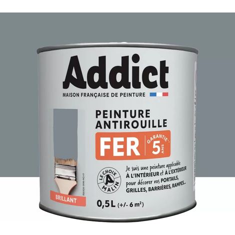 Peinture Fer Antirouille Addict Gris Argent Brillant 0,5 L (1/2)