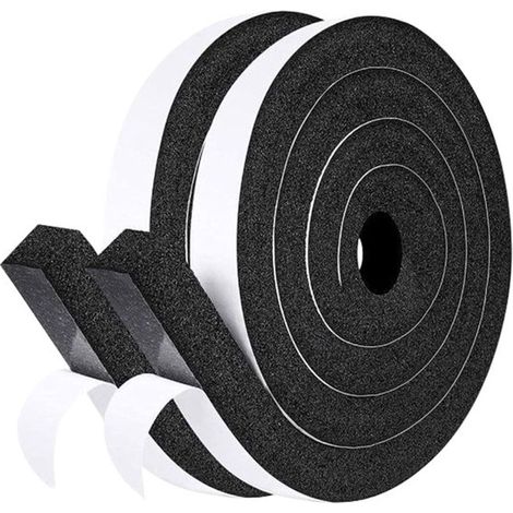 Tira sellado acondicionado: tira sellado espuma elasticidad, evita fugas (3 mm espesor 20 mm ancho 5000 mm largo × 1 rollo, negro (1/5)