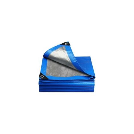 Lona impermeable de PE de alta resistencia con ojales reforzados, azul grisáceo (3 m x 4 m, 140 g/m²) - Crezuo (1/4)