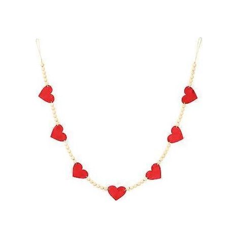 Guirlande de perles en bois à suspendre, ornée d'un cœur, pour la Saint-Valentin. (1/2)