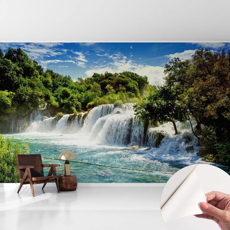 Carta da parati autoadesiva - Fotomurale adesivo - design elegante - stile moderno - Incantevole cascata 416x254 cm (1/5)