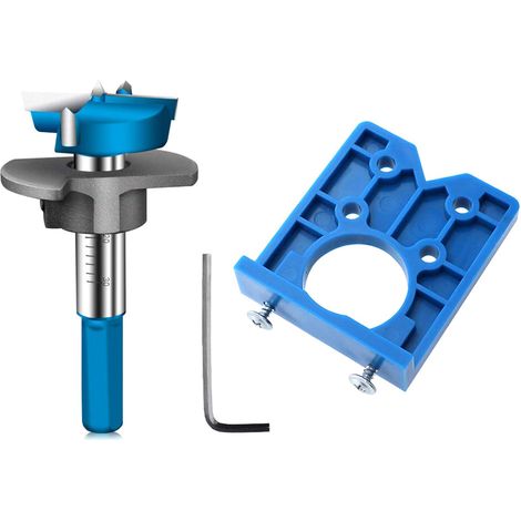 Gabarit de perçage de 35 mm pour charnières invisibles avec guide de perçage et kit de forets Forstner, gabarit de perçage pour portes de placard