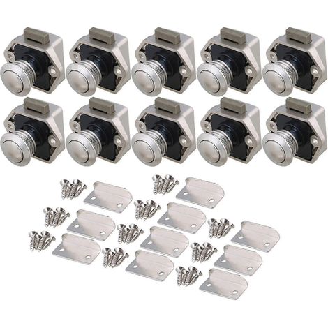 Lot de 10 loquets à bouton-poussoir pour portes de camping-car, caravane ou camping-car - (1/3)