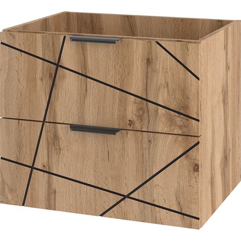 Waschtischunterschrank 60cm Teren mit 2 Schubladen, Holzoptik