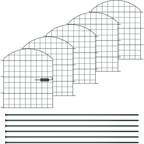 Wolketon 5X Teichzaun Metallzaun Zaunelementen Unterbogen Garden Gartenzaun Gartentor Zaun Oberbogen Grün (1/2)
