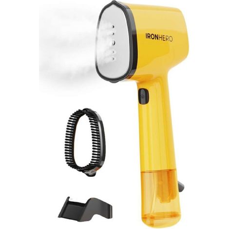 Cecotec IronHero V-1500 Essential Ferro da stiro verticale giallo con suola in ceramica, Potenza 1500W, Vapore continuo 25g/min, Riscaldamento rapido, Disinfetta, pulisce e cura i tuoi capi, Piastra r (1/3)