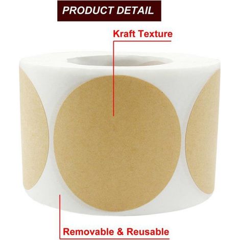 500 étiquettes autocollantes rondes de 5 cm diamètre - et amovibles. Faciles à écrire distinguer. Idéales les contenants (1/4)