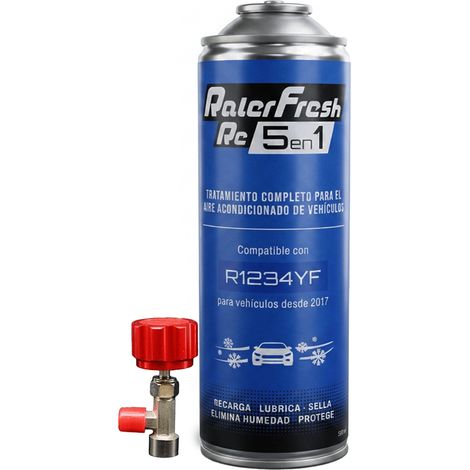Pack Gas Refrigerante Ralerfresh RC R1234YF 5en1 500ml con llave dosificadora