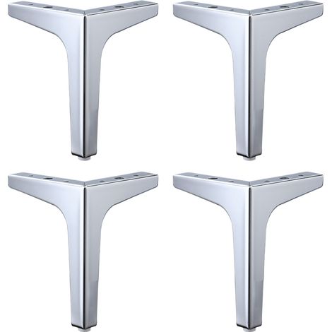 Lot de 4 pieds de meubles en métal argenté de 15 cm, pieds de table triangle DIY, convient pour armoire, canapé, table basse, meuble TV et autres pieds de meubles. (1/5)