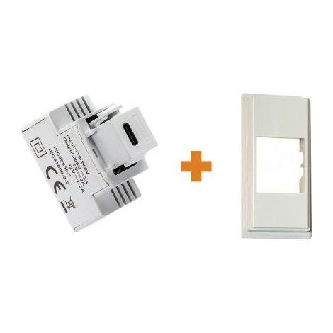 Fanton caricatore 1 USB-C 3A Ricarica rapida 18W da incasso Bticino Now sabbia - 82901