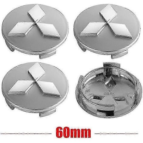 4 enjoliveurs centraux de roue d'origine de 60 mm avec logo et emblème pour Mitsubishi Ralliart Pajero EX Lancer Outlander Competition 2025