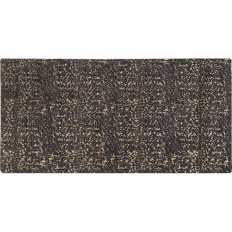 Alfombra de viscosa gris y dorado 80 x 150 cm para salón Esel (1/5)
