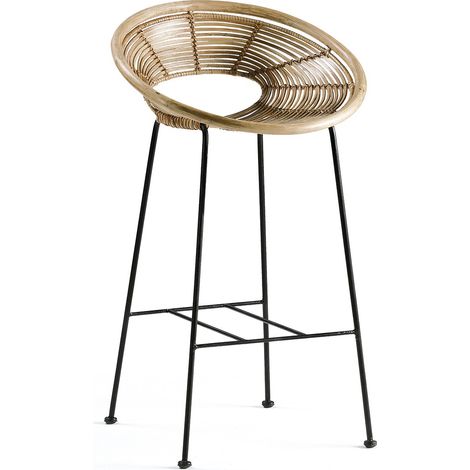 Tabouret de bar osier naturel et métal noir 2 (1/2)
