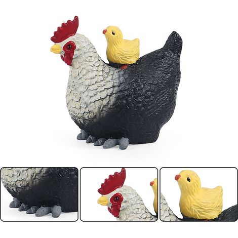 Coq Et Poule En Plastique - Modèle De Décoration Intérieure Réaliste - Jouet Éducatif Pour Enfants - Ornement Multicolore 5 x 4 cm - Lot De 1 (1/5)