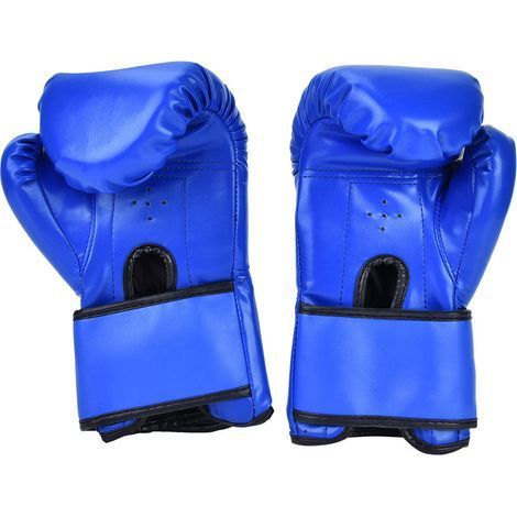 Paar Sanda Boxhandschuhe aus PU-Leder für Boxsack- und Sparringstraining (blau) (1/5)