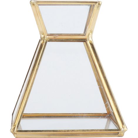 Mini pot de fleurs géométrique en verre, idéal pour décorer une table, une fenêtre ou un balcon. (1/5)