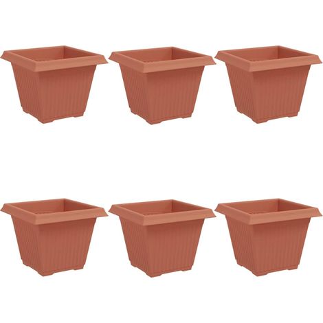 Maison Exclusive - Vaso quadrato per fiori 6 pcs Rosso Mattone 38 x 38 x 30 cm
