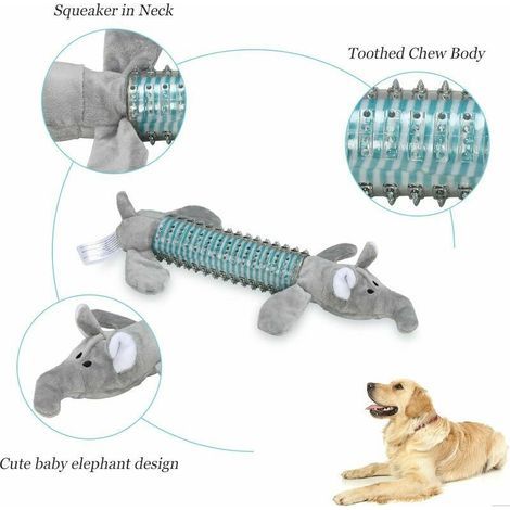 Peluche pour chien Jouets en peluche pour chiens, jouets pour chiots en caoutchouc indestructibles petits chiens gris (1/4)