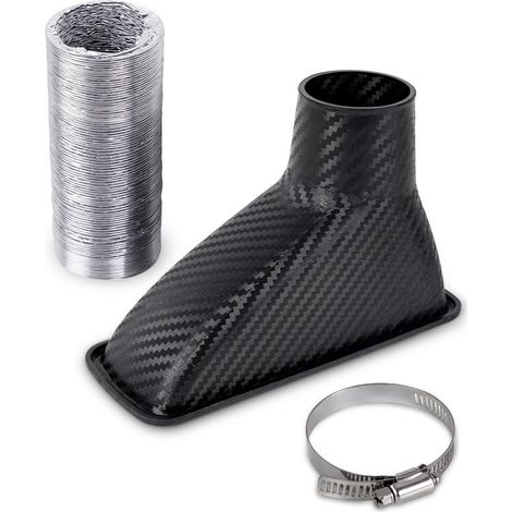 Universal square/round carbon fiber air intake for car modification - front bumper turbine air intake duct - square