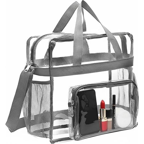 Sac Transparent Sac Fourre Tout Transparent Sacs en PVC Transparente Clear Bag Sacs Transparente Approuvé par le Stade pour les Sports, Sportifs (30 x 30 x 15 cm) (1/5)