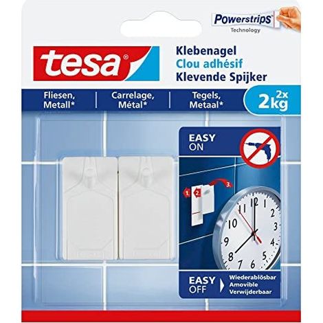 Crochet adhésif tesa® tesa 77762-00000-00 blanc 2 pc(s) W680551 (1/5)