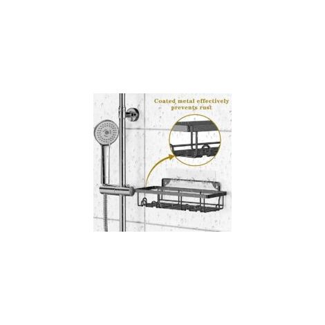 Portaoggetti da doccia con 6 ganci, accessori da bagno antiruggine, contenitore per bagno, WC e cucina con portasapone - 4 pezzi - Crezuo (1/3)