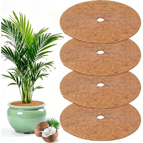 4 Pcs Tapis de coco pour plantes, 30cm Disques naturels de cacahuète en fibre de moulage, Protection des plantes pour pots et pots, Intérieur et Extérieur (1/5)