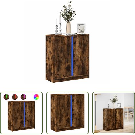 vidaXL LED-Beleuchtung - LED-Sideboard Räuchereiche 77x34x85 cm Holzwerkstoff (1/5)