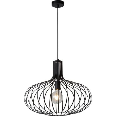 Lampada a sospensione Lucide Manuela metallo nero E27 Ø50 (1/4)