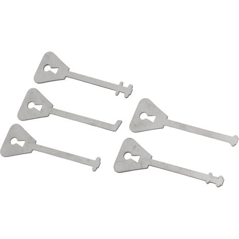Jeu de 5 clés squelettes de rechange en acier inoxydable, avec outils d'urgence pour crochetage de serrures de formes variées. (1/5)