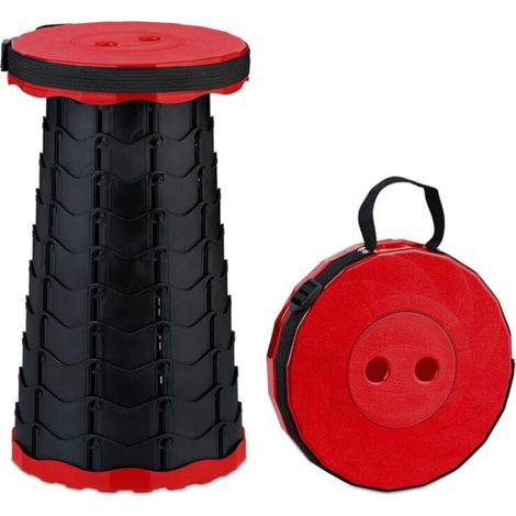 1 black and red telescopic stool (252540cm), adjustable, with straps and retractable seat (1/5)
