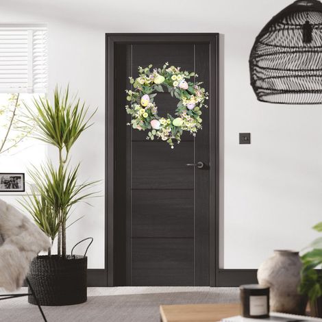 Guirlande Easter Wreath Grappe Œufs Pâques Simulation Nature Porte décoration festive florale floral accroche-porte panier plante rattan feuille floral vibrant accueil (1/5)