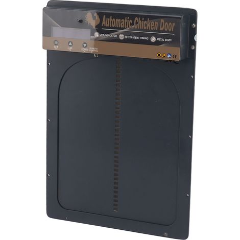 Porte de poulailler automatique avec capteur de lumière, minuterie, télécommande, écran LED, alimentation par piles, prise grise australienne (100-240 V). (1/5)