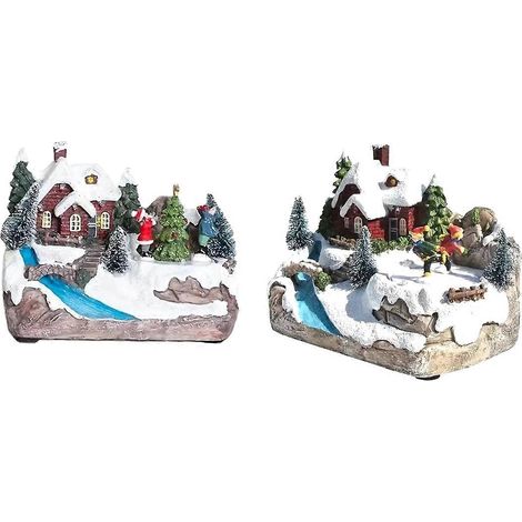Sapin de Noël rotatif, décorations de Noël lumineuses et musicales (2 pièces) (1/5)