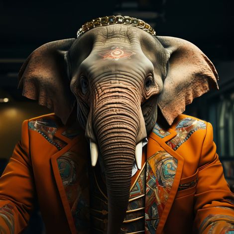 Tableau sur toile Éléphant chic en costume 30x30 cm - Impression sur Toile Murale Décorative - Image imprimée en HD sur Toile - Toile sur Châssis en Bois FSC - Fabriqué en France (1/5)